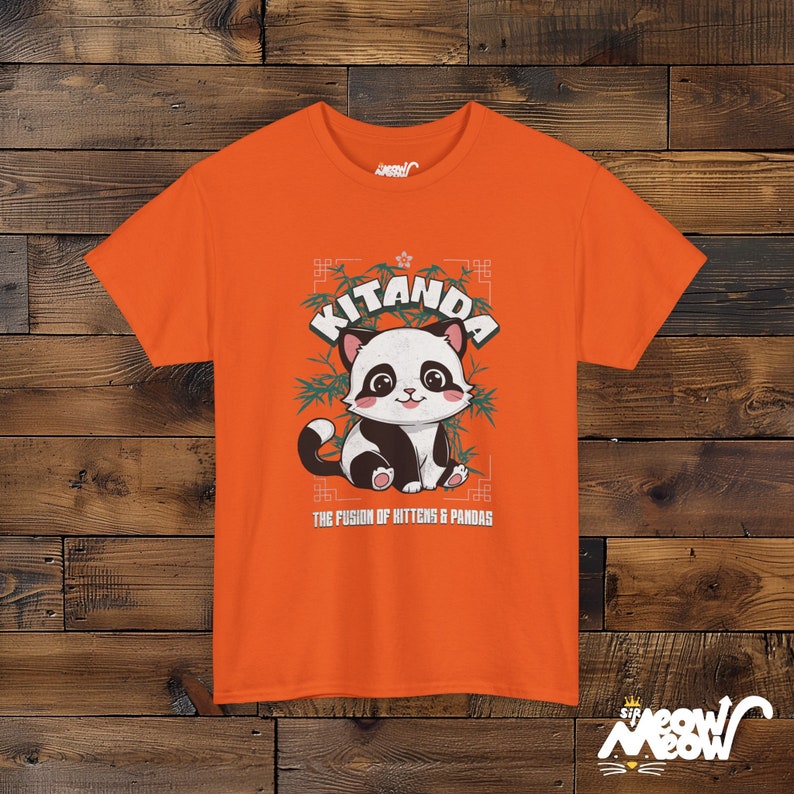 Kitanda T-Shirt: Kitten Panda Fusion Unisex Tee Orange
