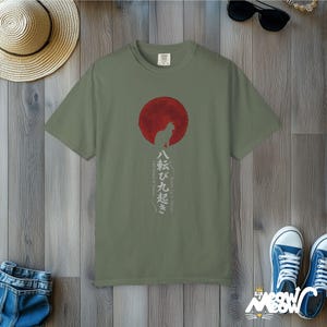 T-shirt Japanse kat Comfort Colors: Gothic Yami Kawaii Nine Lives-T-shirt Moss