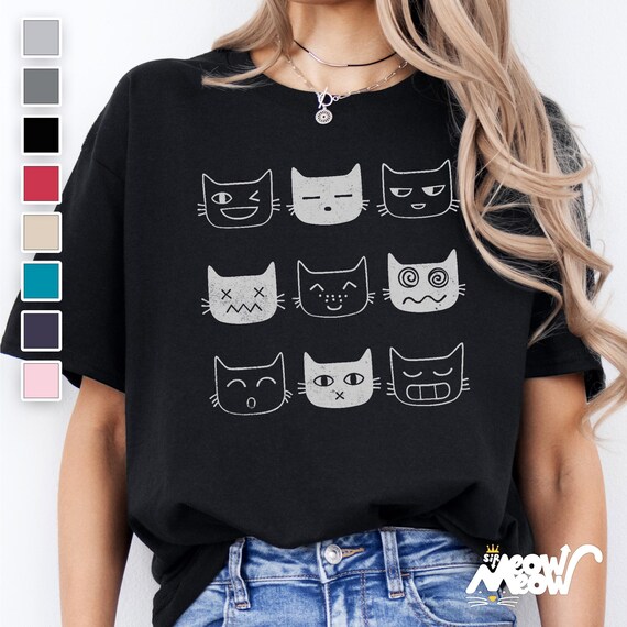Funny Cat Expressions T-Shirt: Cat Lover Graphic Tee