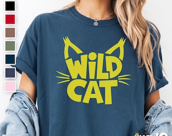 Wild Cat T-Shirt: Distressed Graphic Tee, Cat Lover Gift