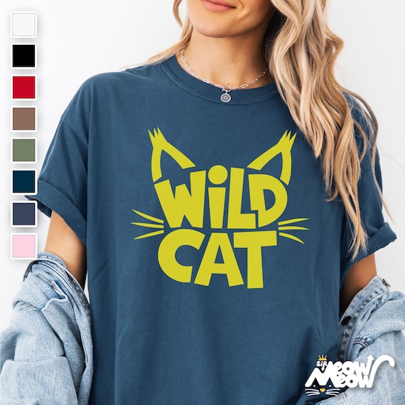 Wild Cat T-Shirt: Distressed Graphic Tee, Cat Lover Gift