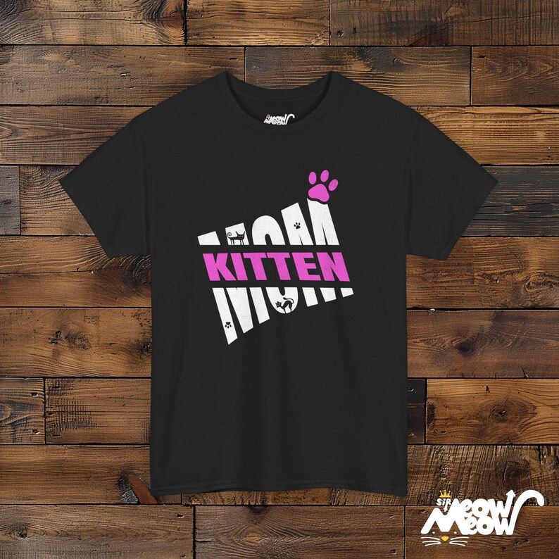 T-shirt pour maman chaton - Empreinte de patte de chat, cadeau pour amoureux des chats Black