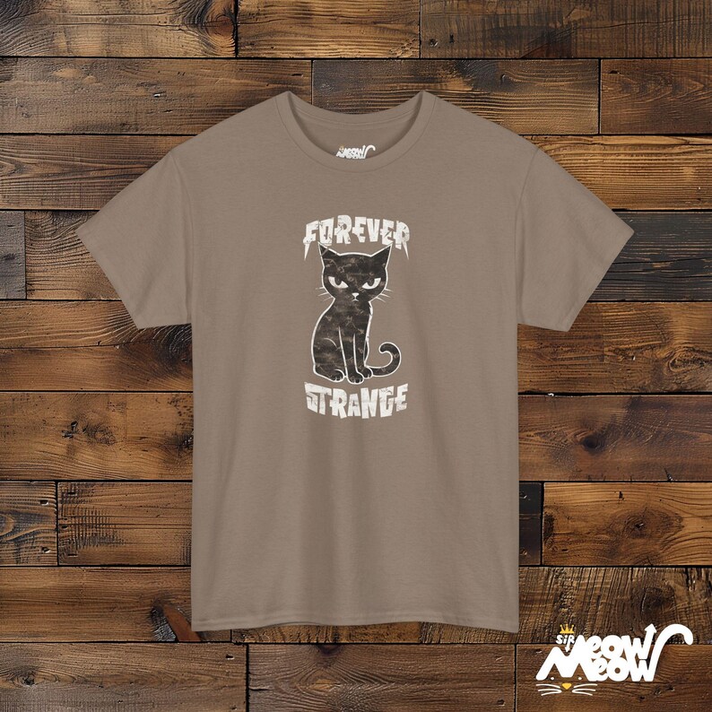 Goth Cat Shirt, Forever Strange Unisex Tee, Alt Style Tshirt Brown Savana