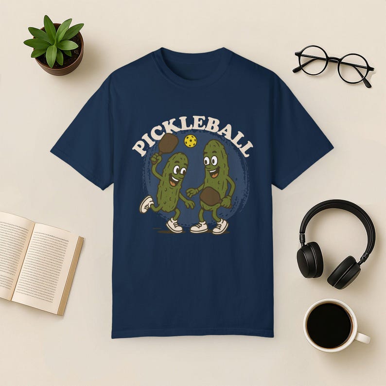 Rolig Pickleball-tröja: Comfort Colors Tee, retro pickle-ordvitsgåva True Navy