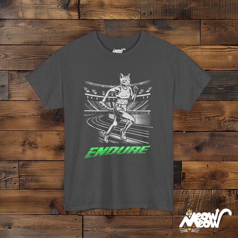Cat Runner T-Shirt: Motivational Athlete Unisex Tee Dark Heather