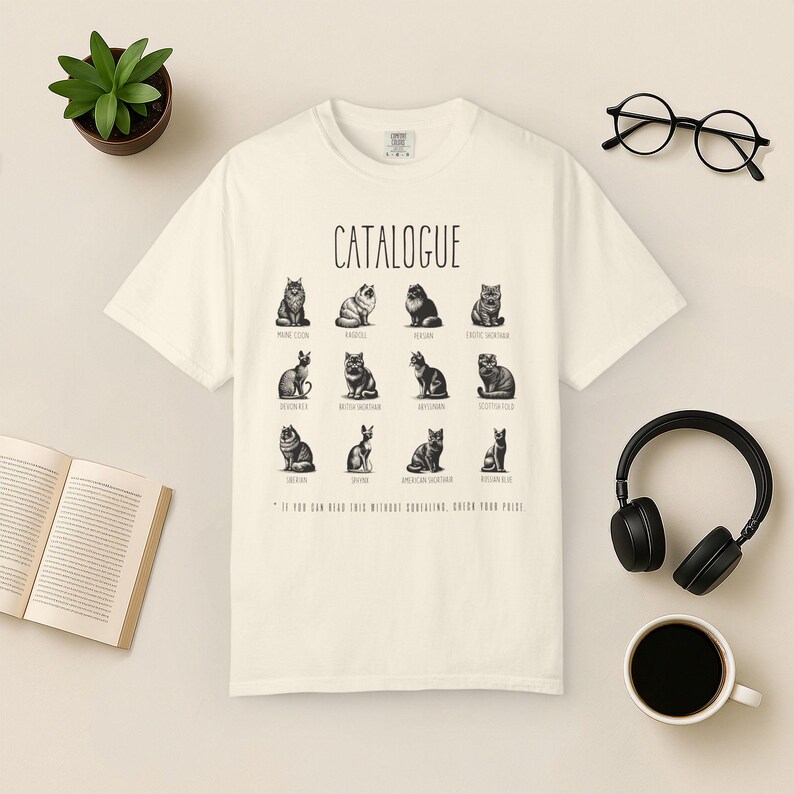 Cat Breeds T-Shirt: Funny Graphic Tee for Cat Lovers Ivory