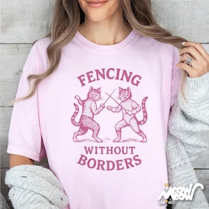 Comfort Colors Fencing Cat Shirt: Funny Vintage Fencer Tee image 2