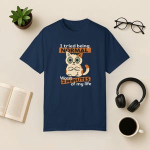 Funny Cat T-Shirt: Quirky Graphic Tee for Cat Lovers True Navy
