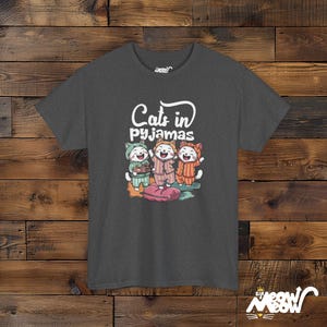 Cats in Pyjamas - Adorable Sleepover Design Unisex T-shirt Dark Heather