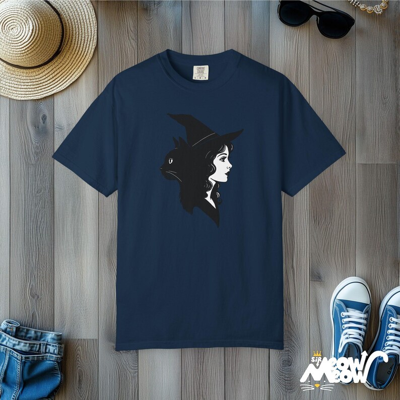 Witch & Black Cat T-Shirt: Gothic Comfort Colors Tee image 8