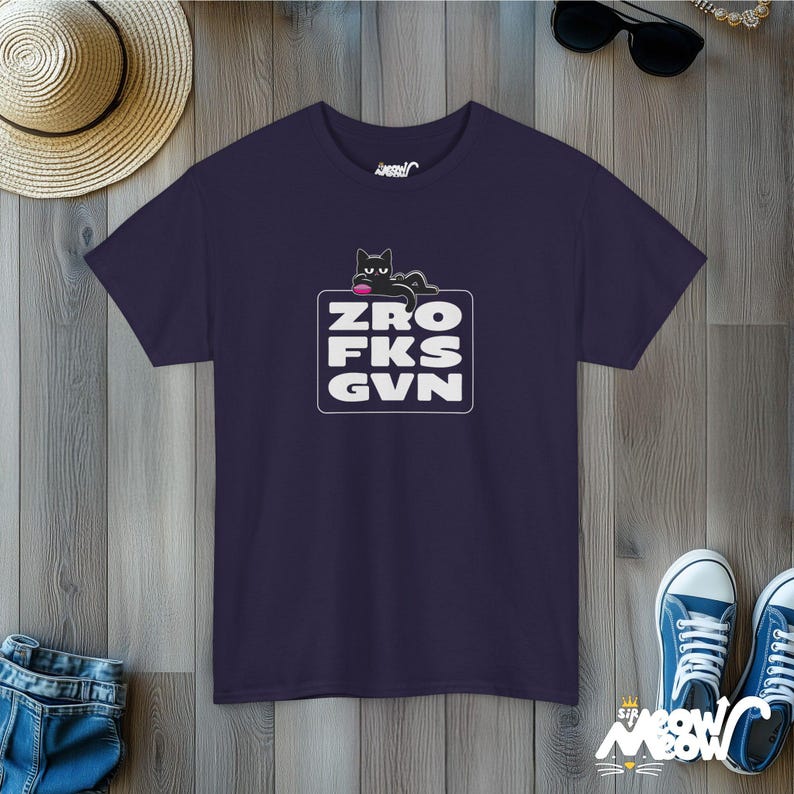 Camiseta ZRO FKS GVN Cat: Camiseta engraçada e atrevida para amantes de gatos imagem 10