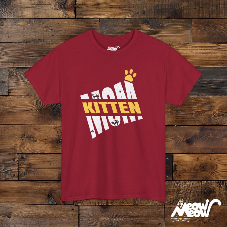 T-shirt pour maman chaton - Empreinte de patte de chat, cadeau pour amoureux des chats Cardinal Red