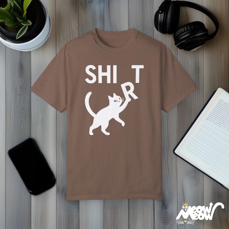 Funny Cat Comfort Colors Shirt: Mischievous Kitty Humor Tee Espresso
