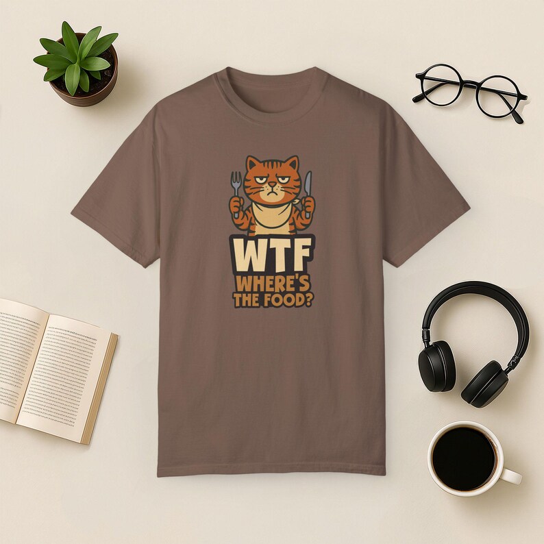 T-shirt met grappige kat: Sarcastic Foodie Comfort Colors-shirt Espresso