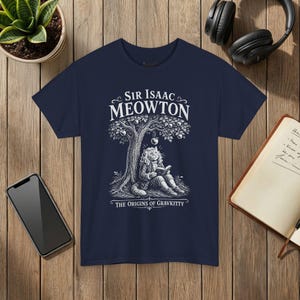 Sir Isaac Meowton Cat T-Shirt, Physics Teacher Gift, Newton Gravity Tee (Vintage Style) image 8