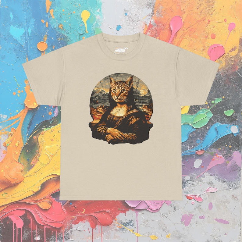 T-shirt Mona Lisa : parodie d'art Da Vinci, cadeau pour amoureux des félins Sand