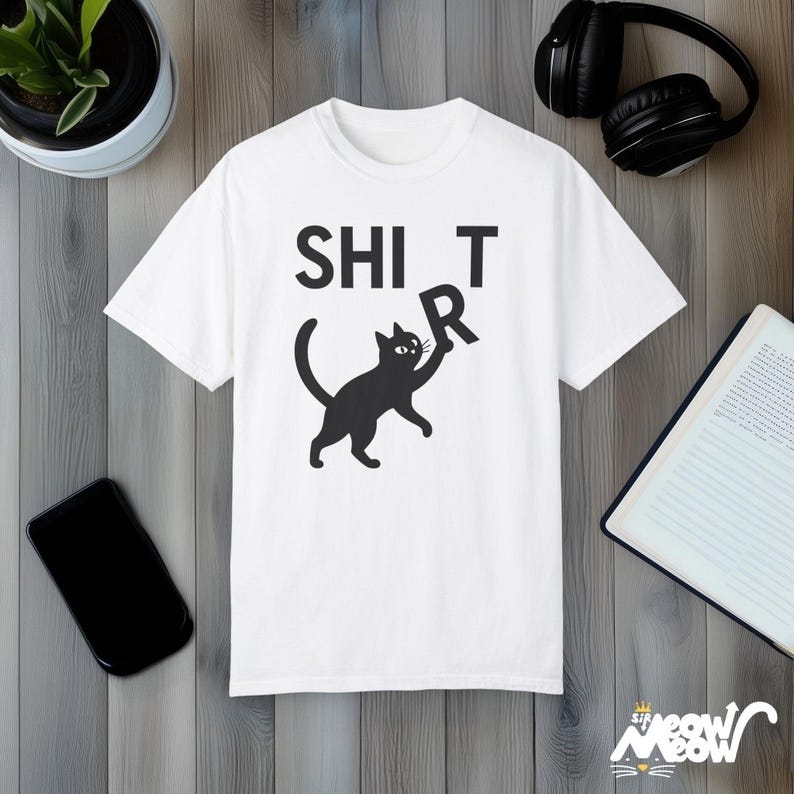 Funny Cat Comfort Colors Shirt: Mischievous Kitty Humor Tee White