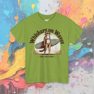 Camiseta de gato surfero: Bigotes en las olas, playera para amantes de la playa Kiwi