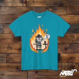 T-shirt grappige kattenmeme: dit is prima Tropical Blue