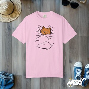 Comfort Colors Cat Nap T-Shirt: Cozy Kitty Graphic Tee Blossom