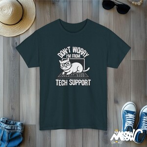 Funny Tech Support Cat T-Shirt: Geek Programmer Gift Midnight