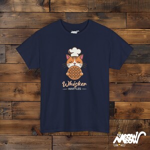 Cat Chef Waffle T-Shirt – Foodie Tee, Cat Lover Gift Navy