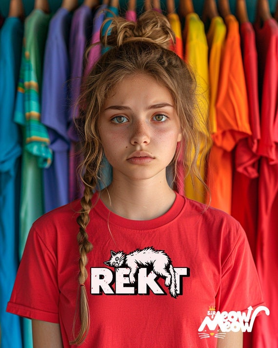 REKT Cat Meme T-Shirt: Funny Gamer Unisex Tee
