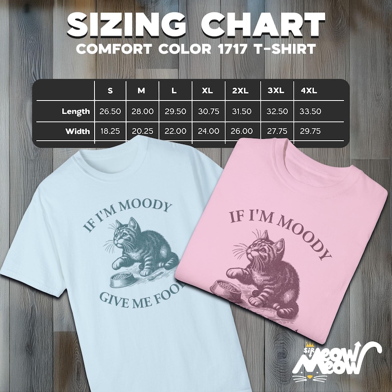 Funny Cat T-Shirt: If I'm Moody Give Me Foody, Vintage Style image 3