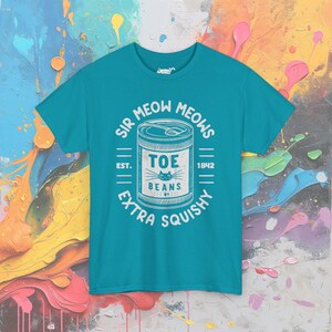 Sir Meow Meows Zeh Bohnen T-Shirt: Vintage Katzenliebhaber Tee Tropical Blue