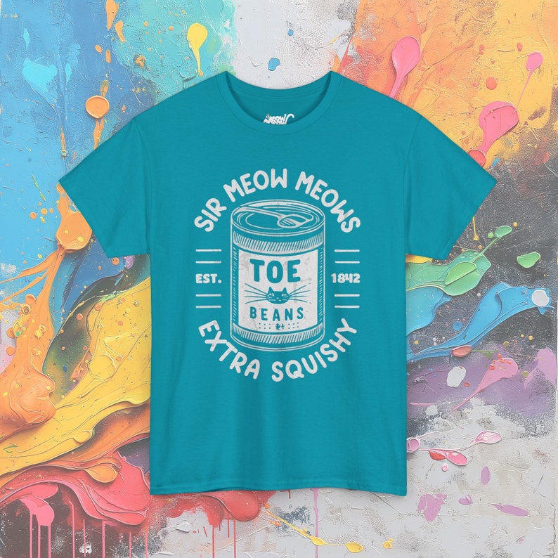 Sir Meow Meows Zeh Bohnen T-Shirt: Vintage Katzenliebhaber Tee Tropical Blue