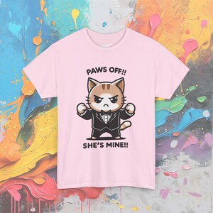 Paws Off Bride & Groom Cat T-Shirts: Funny Wedding Apparel Light Pink|Cat Groom