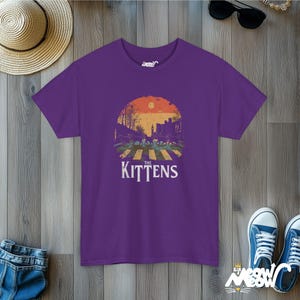 The Kittens Cat Band T-Shirt: Funny Beatles Parody Tee Purple