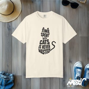 Comfort Colors Cat Lover Shirt: Minimalist Silhouette Tee Ivory