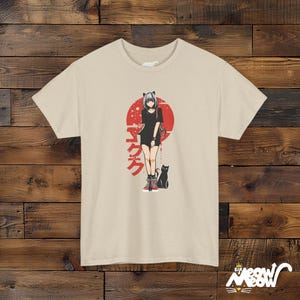 Anime Cat Girl T-Shirt: Japanese Streetwear, Neko Tee Sand