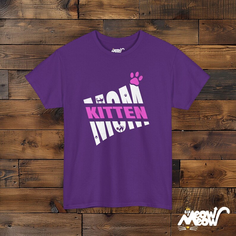 T-shirt pour maman chaton - Empreinte de patte de chat, cadeau pour amoureux des chats Purple