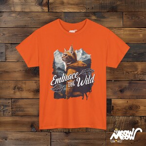 Adventure Cat Unisex Shirt: Embrace the Wild Outdoor Design Orange