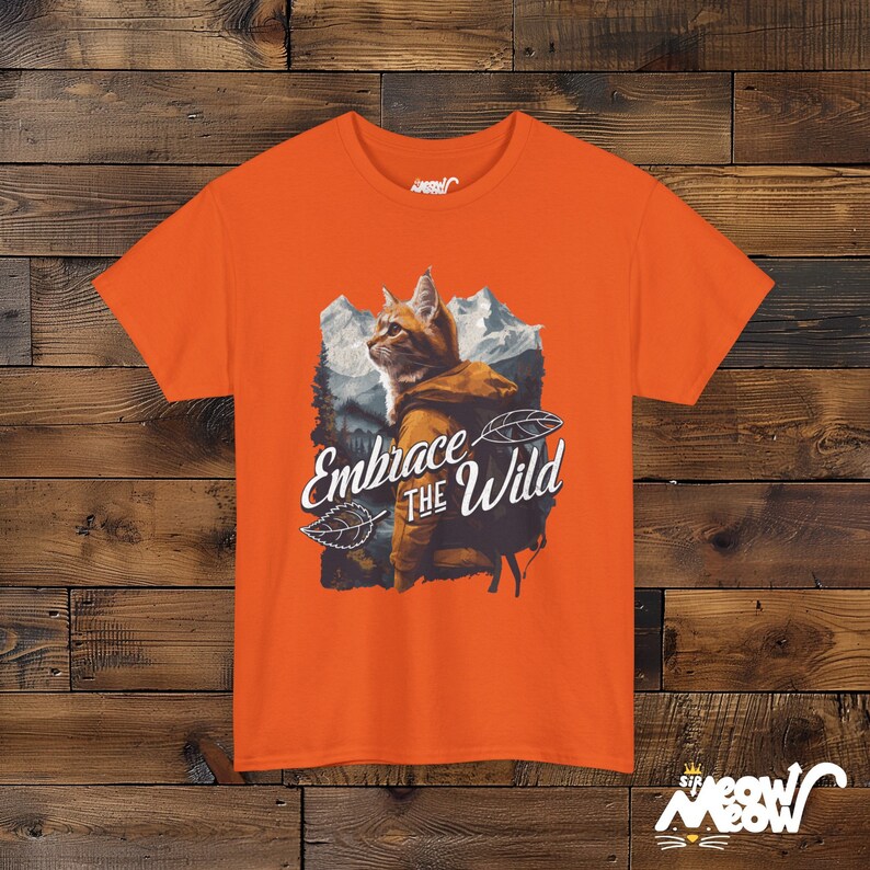 Adventure Cat Unisex Shirt: Embrace the Wild Outdoor Design Orange