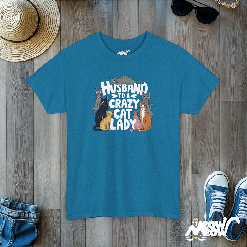 Koszulka Mąż szalonej kociary | Zabawna koszulka dla taty kota | Purrfect Gift for Husbands zdjęcie 3