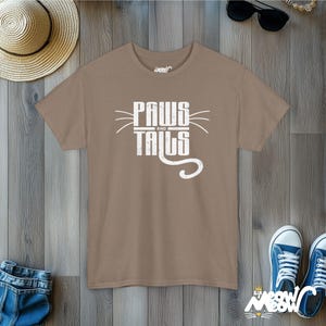Cat Lover T-Shirt: Paws and Tails Graphic Tee, Feline Fan Gift Brown Savana