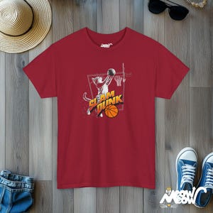Slam Dunk Cat T-Shirt: Basketball Fan Gift Cardinal Red