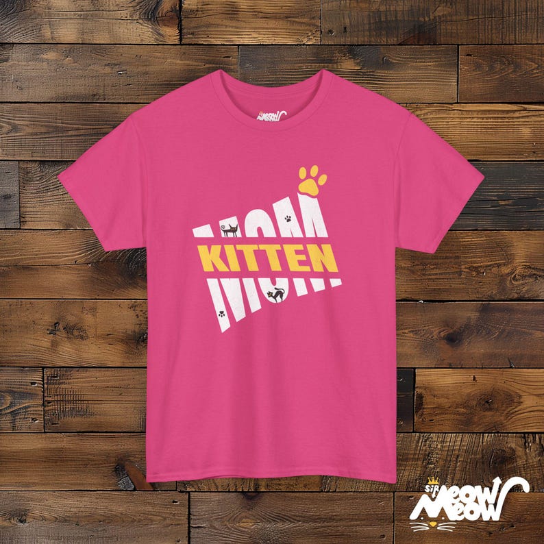 T-shirt pour maman chaton - Empreinte de patte de chat, cadeau pour amoureux des chats Heliconia