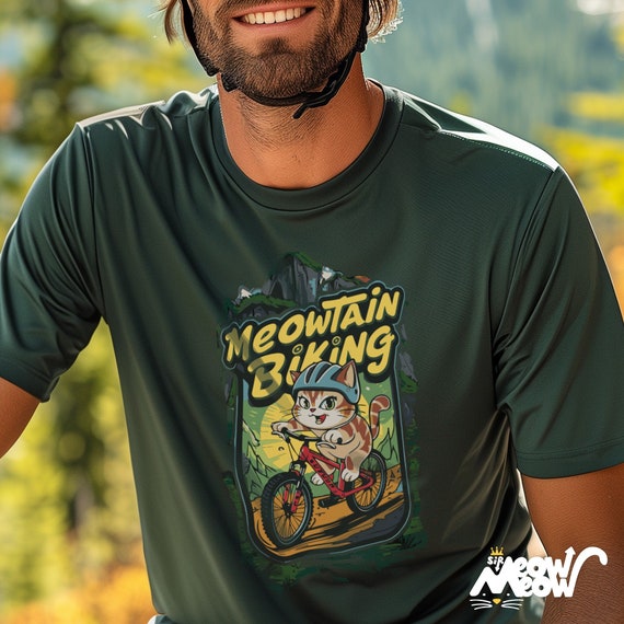 Meowtain Biking T-Shirt: Fun Cat Graphic Tee for Outdoor Lovers