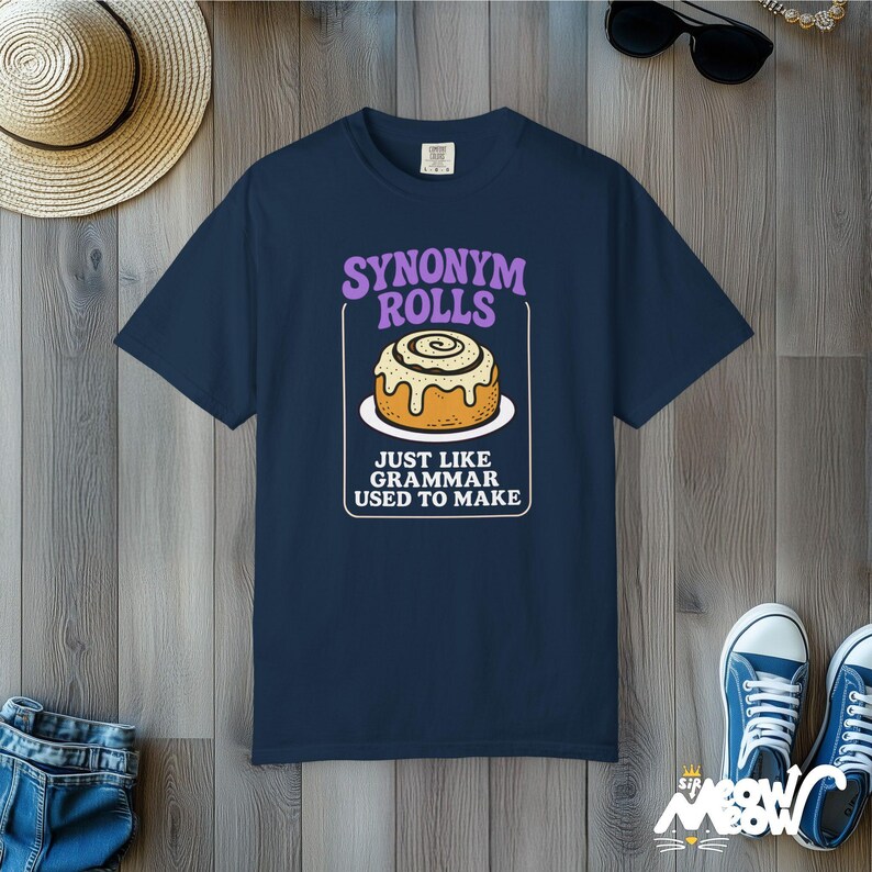 Camiseta de profesor con sinónimos: divertida camiseta con juegos de palabras gramaticales y colores cómodos True Navy