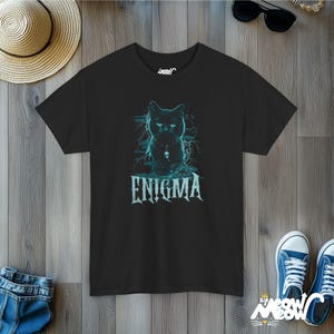 Enigma Cat T-Shirt, Gothic Witchy Tee, Dark Graphic Black