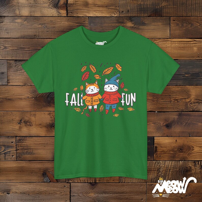 Katzen Herbst T-Shirt, Herbst Unisex T-Shirt Turf Green