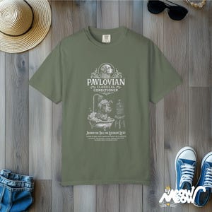 Comfort Colors Pavlov's Hunde T-Shirt: Lustiges Wissenschaft T-Shirt für Psych Liebhaber Moss