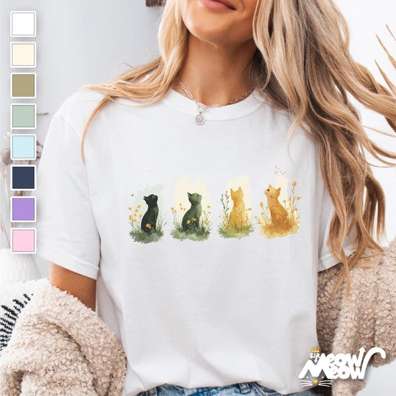 Watercolor Four Seasons Cat T-Shirt - Comfort Colors Unisex Tee