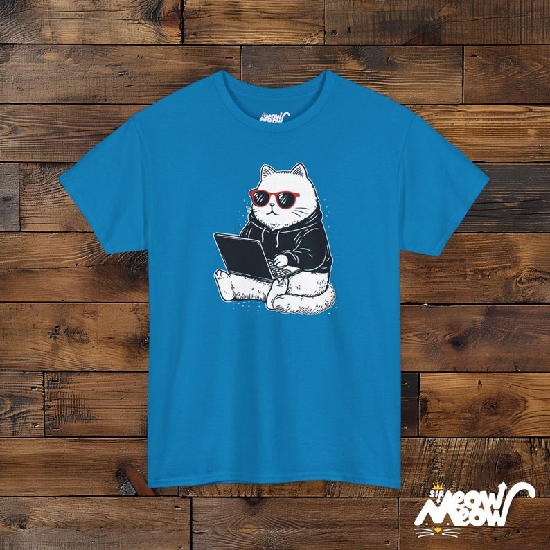 Programmer Cat Unisex T-Shirt: Coding Software Engineer Gift Sapphire