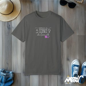Woman in Science Cat Lover T-Shirt: Empowering STEM Tee Pepper