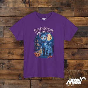 Koszulka unisex Fur-Kenstein's Meowster Halloween Cat, upiorny wzór Frankenstein Cat zdjęcie 10